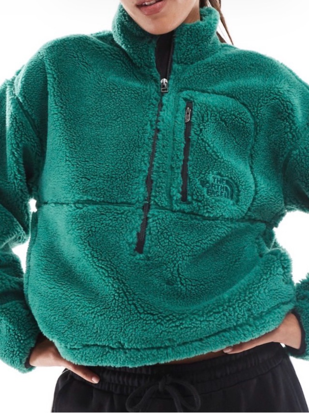 The North Face Extreme Pile Pullover Jacket in Pine Green. Medium
